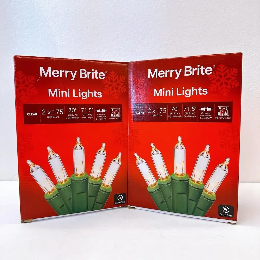 Merry‎ Brite 700 Mini Lights Clear Bulb Green Wire Indoor Outdoor Christmas 70'